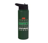 Joe Santa's Little Helper Funny Joe Name Christmas Stainless Steel Insulated Water Bottle