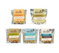 Joe & Seph's Oriental Popcorn Tasting Selection (5x30g) | Goats Cheese & Black Pepper, Mature Cheddar Cheese, Camembert Cheese, Caramelised Sea Salt & Black Pepper, Truffle, gourmet salted popcorn