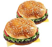 Joeabor Artificial Hamburger Round 2 Pack Realistic Fake Food for Display Faux Burger for Decoration Fake Food Props
