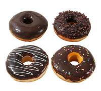 Joeabor Fake Donut Pack of 4 Artificial Chocolate Doughnut for Decoration Realistic Fake Food for Display Faux Dessert Party Decorations Photography Props