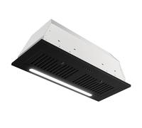 JOEAONZ - 30" Integrated Kitchen Exhaust Fan 600 CFM Matte Black Stainless Steel with Long LED Light Button with Baffle Filter, Ducted/Ductless Kitchen Hood
