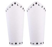 JOEBO 1 Pair Faux Leather Arm Guards Punk Medieval Cross Bracers Leather Gauntlet Unisex Leather Arm Guard Black/892 (Color : White)