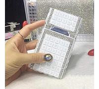 JOEBO Bling Lighter Cigarette Case - Luxury Electric USB Rechargeable Coil Safety Windproof Flameless Mini Slim and Portable Cigar Holder Pocket Box Glitter Rhinestone Crystal,D/43 (Color : White)