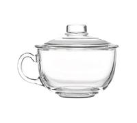 JOEBO Food Containers 600ml/ 20 oz Glass Dessert Bowl, Clear Soup Bowls with Handle and Glass Lid, Mixing Bowl Serving Bowl for Rice, Salad, Fruit, Yogurt, Cereal, Dessert, Pasta Coffee Containers