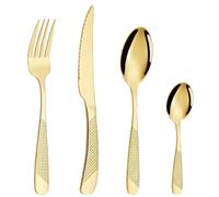 Joeczo 32 Piece Gold Cutlery Sets, Stainless Steel Cutlery Set for 8 People | Include 8 Forks, 8 Knives, 8 Spoons And 8 Teaspoons, Dishwasher Safe, Gold, Silverware Set for Home/Restaurant