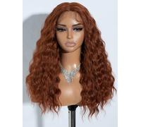Joedir Curly Wig T-Part Lace Front Wig Shoulder Length Deep Curly Wigs for Women Preplucked Hairline Wig with Baby Hair 20 Inches Synthetic Wig for Daily Wear Ginger Orange