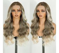 Joedir Easy-360 Lace Front Wigs 13x6 Free Part Long Deep Part Wavy Curly Hair Synthetic Lace Front Wig with Pre-Plucked Hairline Heat Resistant Fiber for Women Daily & Party Wear