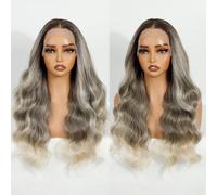 Joedir Easy-360 Lace Front Wigs 13x6 Free Part Long Deep Part Wavy Curly Hair Synthetic Lace Front Wig with Pre-Plucked Hairline Heat Resistant Fiber for Women Daily & Party Wear