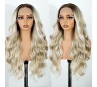 Joedir Easy-360 Lace Front Wigs 13x6 Free Part Long Deep Part Wavy Curly Hair Synthetic Lace Front Wig with Pre-Plucked Hairline Heat Resistant Fiber for Women Daily & Party Wear