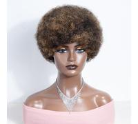JOEDIR HAIR Afro Human Hair Wigs for Black Women Short Afro Curly Wig Black Mixed Blonde Brazilian Human Hair 130% Density (Color: P1B/27)