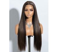 Joedir Highlights Straight Wig Synthetic Lace Front Wig T Part lace Frontal Wigs for Women Long Silk Straight Natural Wig Heat Resistant Fiber 28 Inches