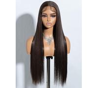 Joedir Long Straight Brown Wig Synthetic Lace Front Wigs with Baby Hair T Part lace Frontal Wigs for Women Long Silk Straight Natural Wig Heat Resistant Fiber 28 Inches