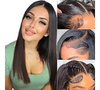 JOEDIR LUX 4x4 Lace Front Wigs Human Hair 180% Density 10A Grade Brazilian Virgin Remy Straight Human Hair Lace Frontal Wigs for Black Women with Baby Hair Natural Black