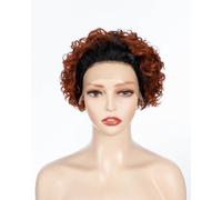 JOEDIR LUX 8 Inch 13 * 2 Forehead Lace Curly Wig for Women Daily Wear 100% Real Indian Hair Can Be Combed Baby Hair Omber Black Brown