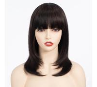 JOEDIR LUX Straight Wigs with Bangs Human Hair Wigs for Women None Lace Front Wigs 150% Density Brazilian Virgin Hair Glueless Machine Made Wig