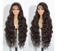 Joedir Super Long Wavy Wigs with Side Part Bangs C-Side Part Lace Front Wig 36 Inches Glueless Wig Synthetic Heat Resistant Fiber for Daily Party Use