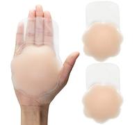 JOEEOS A-F Cup Nipple Covers Breast Lift Pasties Plus Size Silicone Reusable Large Sticky Nipple Pasties For Women, Nude Flower, A/B