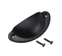 JOEEYKO 30 Pcs Shell Cup Handles, Black Semi Circle Drawer Pull, Vintage Kitchen Cupboard Cabinet Dresser Door Knobs with Screws