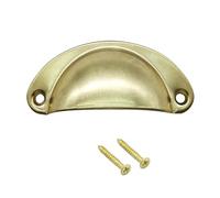 JOEEYKO 30 Pcs Shell Cup Handles, Brass Semi Circle Drawer Pull, Brass Vintage Kitchen Cupboard Cabinet Dresser Door Knobs with Screws