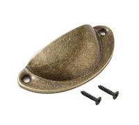 JOEEYKO 30 Pcs Shell Cup Handles, Yellow Bronze Semi Circle Drawer Pull, Vintage Kitchen Cupboard Cabinet Dresser Door Knobs with Screws