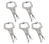 JOEEYKO 5 Pcs 11 Inch C Clamp Locking Pliers, Metal Welding Clamps Vice Grips for Woodworking, Silver