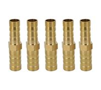 JOEEYKO 5Pcs Brass Hose Barb Reducer Fittings, 10mm to 10mm Barbed Hose Fitting Straight Reducing Connector for Air Water Fuel Oil Pipe