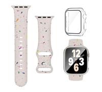 Joehwerr 3-in-1 for Apple Watch Straps 45mm with Case & Screen Protector, Silicone Sport Strap and Protective Cover with 9H Tempered Glass for iWatch Series 9/8/7