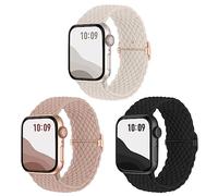 Joehwerr 3Pack Anti-Slip Braided Band Compatible for Apple Watch Straps Women 40mm 41mm 38mm 42mm 44mm 45mm 46mm 49mm, Adjustable Elastic Stretchy Strap for iWatch SE3 series 11 10 9 8 7 6 5 4