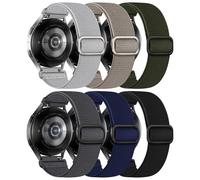 Joehwerr 6 Pack Elastic Band Compatible with Samsung Galaxy Watch 7 6 5 4 FE Strap 40mm 44mm, All 20mm Garmin/Amazfit/Huawei Water-Resistant Stretchy Nylon Sport Straps for women men