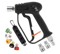 JOEJET Pressure Washer Gun with Swivel, Short Power Washer Gun with 5 Spray Nozzle Tips, 3/8" Quick Connect Plug and M22-14/15mm Fittings