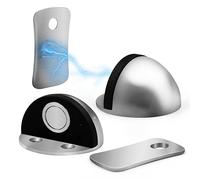 Joeji's 2pcs Set Magnetic Doorstops - Door Stoppers Protector for Floor with Magnetic Door Catch - Heavy Duty Door Stopper - Durable Stainless Steel - Silver
