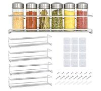 Joejis 4 Tier Metal Spice Racks, Wall Mounted Spice Jar Storage Rack Organiser, Hanging Spice Rack for Inside Cupboard, Strong Adhesive No Drill for Spices Condiments Cooking Tools, Silver