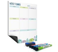 Joeji's A3 Large Magnetic Weekly Planner Whiteboard Organiser - Easy Attach to Fridge - Family Calendar Meal Plan Chores Board - 4 Markers with Erasers - Portrait