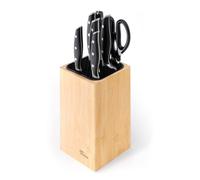 Joejis Universal Knife Block Without Knives with Extra Slots for Scissors & Sharpening Rod, Bamboo Knife Block only, Easy to Clean & Drain Kitchen Knife Holder