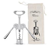 Joejis Corkscrew Bottle Opener - Wine Cork Screw Wing - Remove Beer Olive Oil Multifunctional Corks and Caps - Deluxe Storage Bag - Chrome