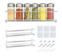 joeji's Kitchen 2 Tier Metal Spice Racks, Wall Mounted Spice Jar Storage Rack Organiser, Hanging Spice Rack for Inside Cupboard, Strong Adhesive No Drill for Spices Condiments Cooking Tools, Silver…