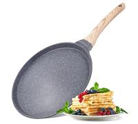 Joeji's Kitchen 26cm Non Stick Crepe & Pancake Pan - Induction Hob Frying Pan for Dosa, Roti, Omelette - Easy Clean Tawa with Soft Bakelite Handle - Dishwasher Safe