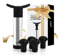 Joeji's Kitchen 4 Silicone Wine Bottle Stoppers with Wine Saver Pump - Wine Vacuum Pump and Stopper to Slow Down Oxidation Reseal Unfinished Red White Wine