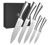 joeji's Kitchen 5-in-1 Chef Knife Set - High Carbon Stainless Steel Kitchen Knives - Single-Forged All-Metal Set with Bread, Chef, Santoku, Utility, and Paring Knives