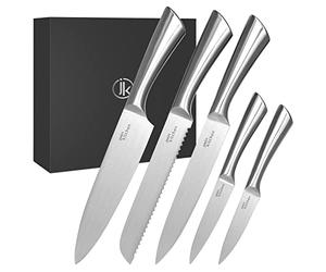 joeji's Kitchen 5-in-1 Chef Knife Set - High Carbon Stainless Steel Kitchen Knives - Single-Forged All-Metal Set with Bread, Chef, Santoku, Utility, and Paring Knives