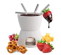 joeji's Kitchen 7 in 1 Chocolate Fondue Set - Complete Cheese Fondue Sets with Fondue Pot Candle & 4 Forks - Non Electric Fondue Set Heated with a Tealight - Dishwasher-Safe Fondue Mug