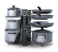 joeji's Kitchen 8 Tier Pan Rack Space Saving Pot Holder Rack Heavy duty Iron Pan Stand 38x46cm Pan Organiser with 3 DIY Methods of Installation