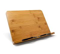 Joeji's Kitchen Bamboo Book Recipe Cookbook Stand - Large Wooden Adjustable Bookrest Holder for Kitchen Bedroom Office
