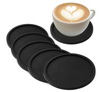 Joeji's Kitchen Black coasters set of 8 - Round Mug Drink Silicone Coasters f...
