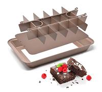 joeji's Kitchen Brownie Tin Tray with Dividers - Quick Heating Traybake Tin Carbon Steel Non Stick - 3 Piece Pan Set with Removable Base - 18 Slot Brownies Cutter - 31 x 20cm