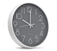 joeji's Kitchen Clock - 30cm Silent Wall Clock Non-Ticking Sweep Mechanism - Modern Quartz Design Decorative Bathroom Living Room Hallway - Grey