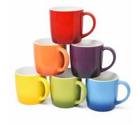 joeji's Kitchen Set of 6 Multi Coloured Tea Coffee Mugs Set - 350ml Capacity - Durable Stoneware - Dishwasher Safe - Ideal Housewarming Christmas Party Gift