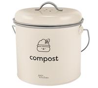 Joeji's Kitchen Compost Bin - Kitchen Food Caddy & Waste Bin, Galvanised Steel - Odor-Free, Compact Design - 3.5L, Cream
