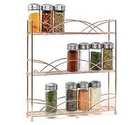 joeji's Kitchen Free Standing Spice Rack Organiser - Perfect Spices & Herbs Storage Holder - Up to 21 Jars Capacity - Suction Cups for Stability - Rose Gold