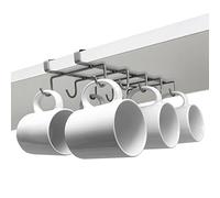 joeji's Kitchen Hanging Mug Holder & Cupboard Organiser - Hooks for up to 10 Coffee Tea Mugs - Under Kitchen Cupboard Shelf - Ideal as Cup Holder or Mug Rack